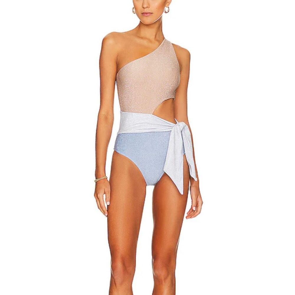 New Beach Riot One-Shoulder Cutout One-Piece Swim Shimmer special edition